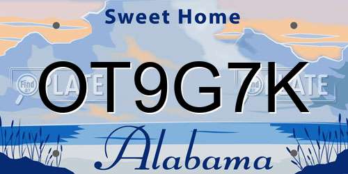 OT9G7K Alabama License Plate