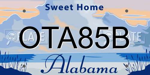 OTA85B Alabama License Plate