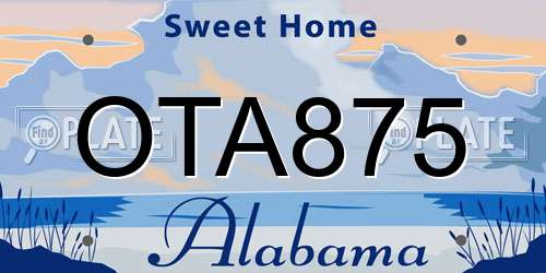 OTA875 Alabama License Plate