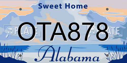 OTA878 Alabama License Plate