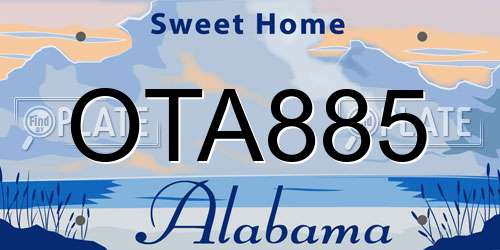 OTA885 Alabama License Plate