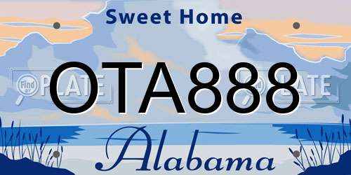 OTA888 Alabama License Plate