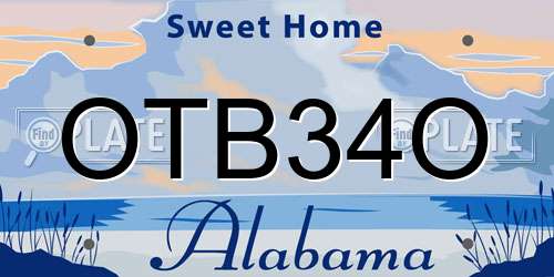 OTB34O Alabama License Plate