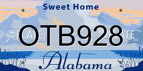 OTB928 Alabama License Plate