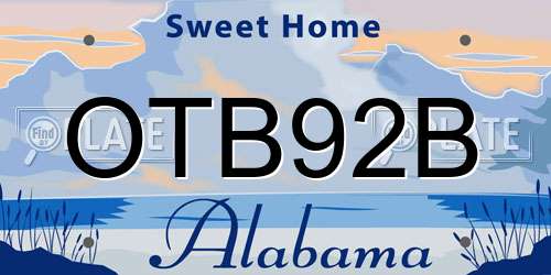 OTB92B Alabama License Plate