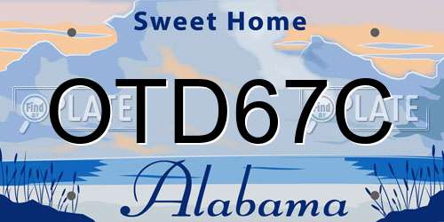 OTD67C Alabama License Plate