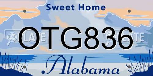 OTG836 Alabama License Plate