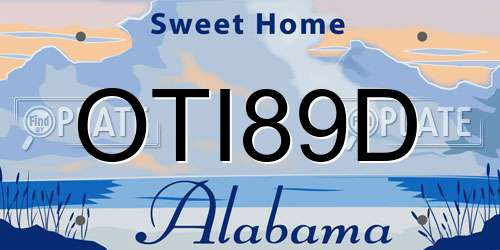 OTI89D Alabama License Plate