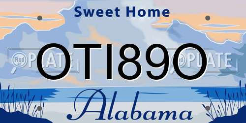 OTI89O Alabama License Plate