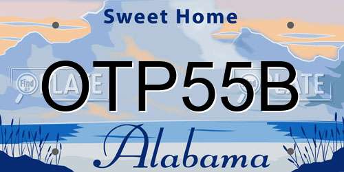 OTP55B Alabama License Plate