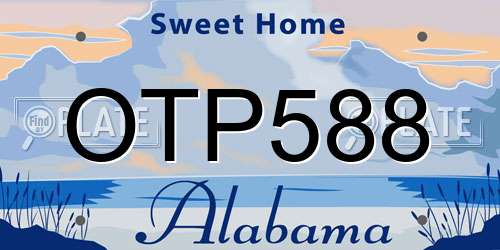 OTP588 Alabama License Plate