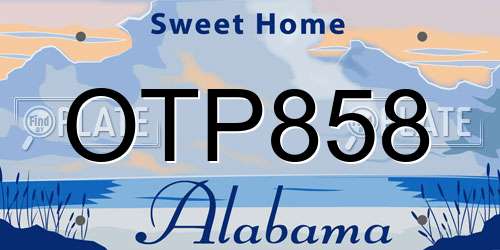 OTP858 Alabama License Plate