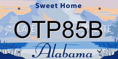 OTP85B Alabama License Plate
