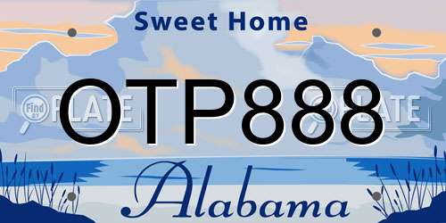 OTP888 Alabama License Plate