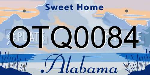 OTQ0084 Alabama License Plate