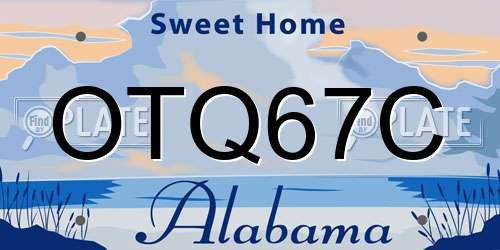 OTQ67C Alabama License Plate