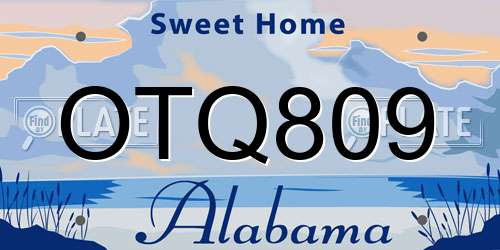 OTQ809 Alabama License Plate