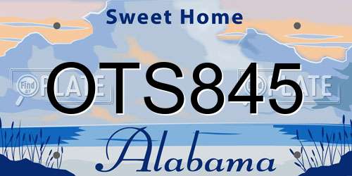 OTS845 Alabama License Plate