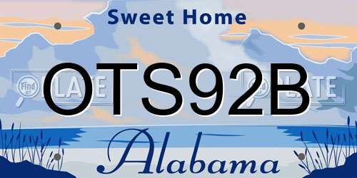 OTS92B Alabama License Plate
