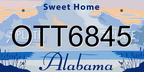 OTT6845 Alabama License Plate