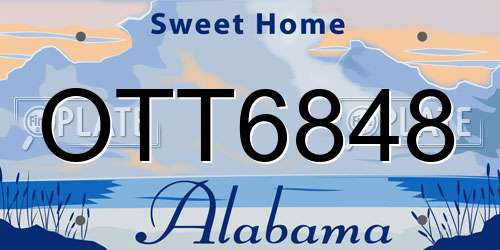 OTT6848 Alabama License Plate