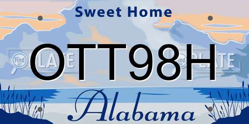 OTT98H Alabama License Plate