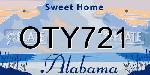 OTY721 Alabama License Plate