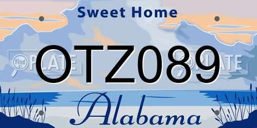 OTZ089 Alabama License Plate