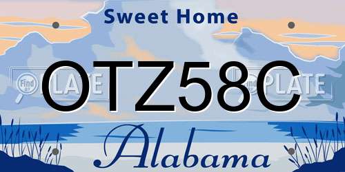 OTZ58C Alabama License Plate