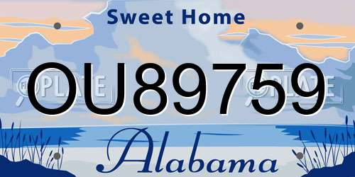 OU89759 Alabama License Plate