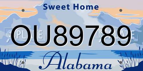 OU89789 Alabama License Plate
