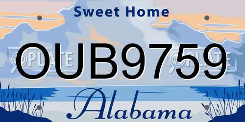 OUB9759 Alabama License Plate