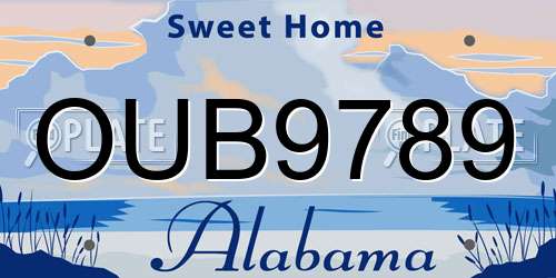 OUB9789 Alabama License Plate