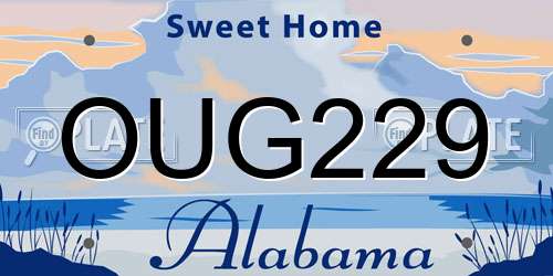 OUG229 Alabama License Plate