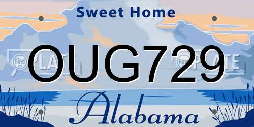 OUG729 Alabama License Plate