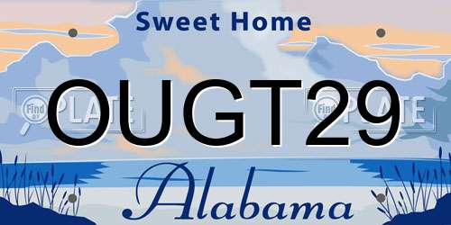 OUGT29 Alabama License Plate