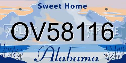 OV58116 Alabama License Plate