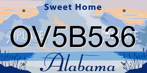 OV5B536 Alabama License Plate