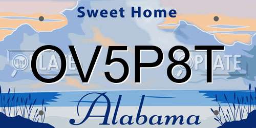 OV5P8T Alabama License Plate