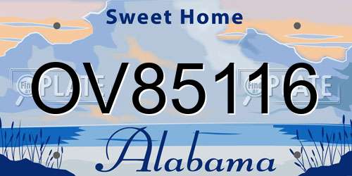 OV85116 Alabama License Plate