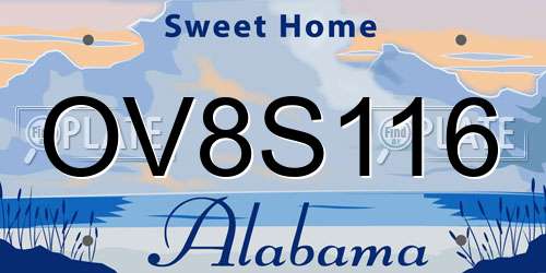 OV8S116 Alabama License Plate