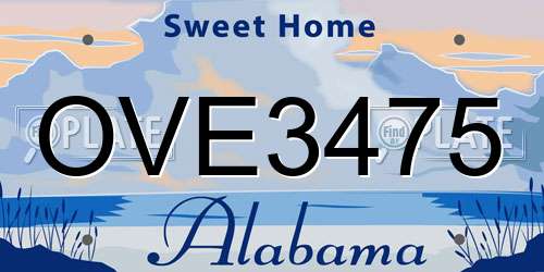 OVE3475 Alabama License Plate