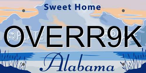OVERR9K Alabama License Plate