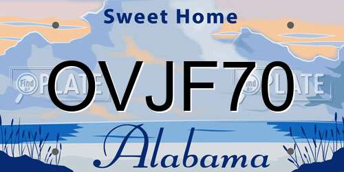 OVJF70 Alabama License Plate