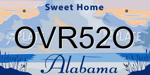 OVR52O Alabama License Plate