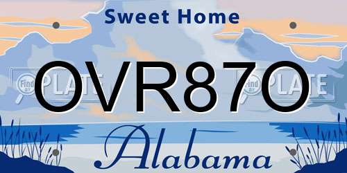 OVR87O Alabama License Plate