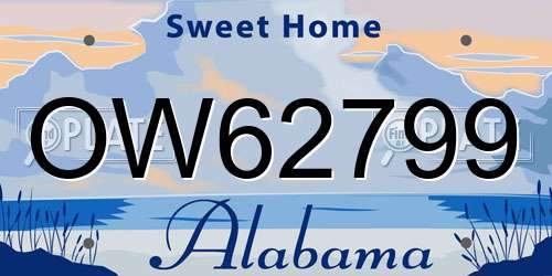 OW62799 Alabama License Plate