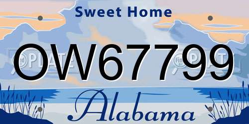 OW67799 Alabama License Plate