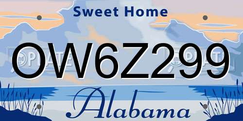 OW6Z299 Alabama License Plate