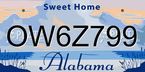 OW6Z799 Alabama License Plate